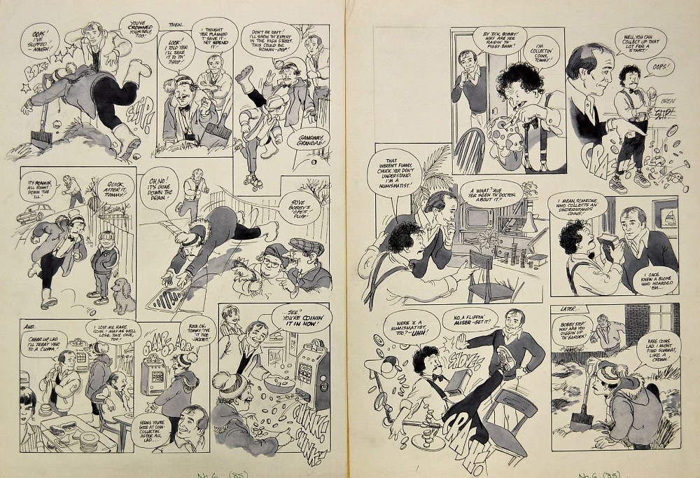 Original Comic Artwork Cannon and Ball featuring in The Look-in Comic Double page spread from