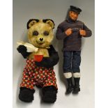 Two Vintage Toys to include Clockwork Milk Drinking Bear  made of metal and cloth, with key and in