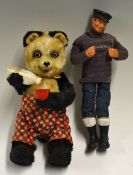 Two Vintage Toys to include Clockwork Milk Drinking Bear  made of metal and cloth, with key and in