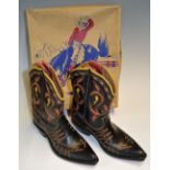 Pair of Children's Texas Cowboy Boots with colourful design in original box, boot having hardly