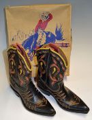 Pair of Children's Texas Cowboy Boots with colourful design in original box, boot having hardly