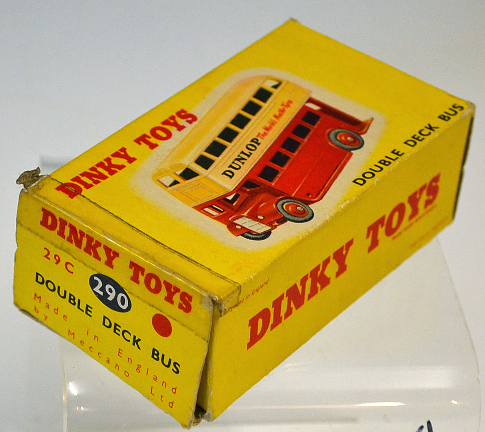 Dinky No.290 Double Deck Bus - cream over red lower body, ridged hubs "Dunlop" in upright text to - Image 2 of 2