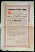 Bond Certificate The Sunderland District Electric Tramways Ltd 1912 5% Loan (they operated an