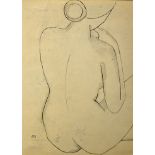 Indian Original Artwork Krishnaji Howlaji Ara (1914-1985) study of a seated nude female figure,