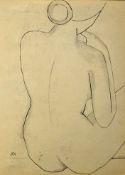 Indian Original Artwork Krishnaji Howlaji Ara (1914-1985) study of a seated nude female figure,