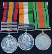 Queens South Africa 3 Bar Medal Cape Colony Transvaal Wittebergen and King South Africa Medal 1901/