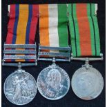 Queens South Africa 3 Bar Medal Cape Colony Transvaal Wittebergen and King South Africa Medal 1901/