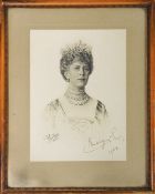 Royalty HM King George V and HM Queen Mary signed presentation portrait photographs both dated