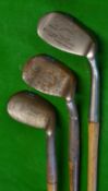 3x various anti-shank irons to include a F Fairlies patent niblick and 2x Gibson Kinghorn Smiths