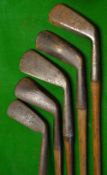 5x various smf irons - all in need of restoration - to incl an early large head general iron