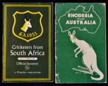 2x 1950s South Africa and Rhodesia Cricket Souvenir tour programmes to incl 1955 South Africa