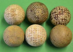 4x various golf balls to incl The Colonel bramble pattern guttie golf ball, 2x square mesh including