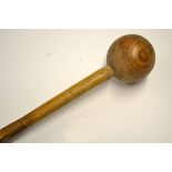 1950s wooden cricket conditioning hammer stamped "M.C.C Conditioning Hammer" to the head c/w