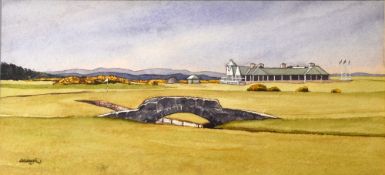 Colclough, Frank. Scottish (1975-) THE SWILKIN BRIDGE OLD COURSE ST ANDREWS - watercolour  signed
