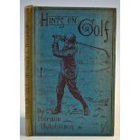 Hutchinson, Horace G - 'Hints on Golf' 9th ed enlarged 1895 in the original pictorial cloth