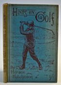 Hutchinson, Horace G - 'Hints on Golf' 9th ed enlarged 1895 in the original pictorial cloth