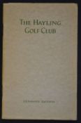 Darwin, Bernard - "The Hayling Golf Club" golf club handbook issued in 1940 - original wrappers