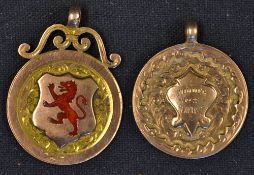 2x 1920s golfing 9ct gold winners medals to incl one  inlaid with an enamel Dragon and on the