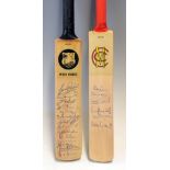 2x official MCC and West Indies miniature signed cricket bats c1990s - both signed in ink to incl