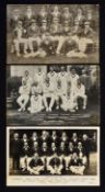 3x Australian cricket team postcards from 1921 - al with team legends incl 1921  team wearing