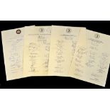 4x 1990s Official South Africa signed cricket team sheets to incl '92 (India), '94 (U.K), '95 (