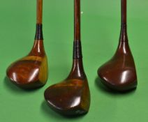 3x large oversized socket head playable woods to incl 2x drivers one by F H Ayres and another