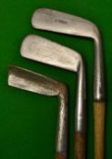 3x interesting putters to incl James Braid Orion patent putter with flat faced hosel, Anderson