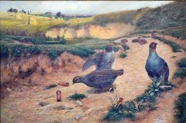 OLIVER, ALFRED (1886-1921) exh. RA  'PARTRIDGES AND CARTRIDGES' - an original oil on canvas