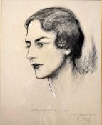 Helen Wills Moody tennis portrait - Fine and original portrait of Helen Wills Moody signed and