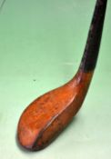 Early Auchterlonie St Andrews longnose light stained beech wood play club c1885 - the dropped toe
