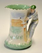Modern Burleigh Ware cricketers water jug - the handle modelled in the form of a cricket batsman,