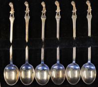Set of 6 silver golfing teaspoons c1939 - all hallmarked Sheffield each mounted with lady golfing