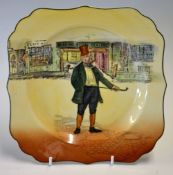 Royal Doulton Dickens ware square cake plate c1930 - titled Mark Tapley holding what looks like a