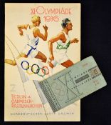 Scarce 1936 Berlin Olympics competitors pass/ticket c/w hand written competitors details on the