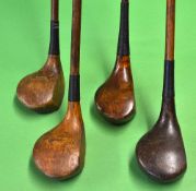 4x assorted small headed woods to incl 2x drivers and 2x brassies - makers incl Cochranes L Model in