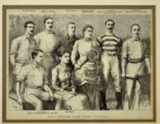 3x early tennis prints from the 1880s to incl a) "Leading Lawn-Tennis Players-photographed by EM