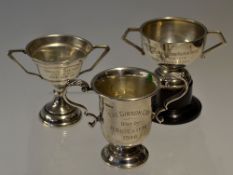 3x silver golfing trophies won by Herbert Sutcliffe - to incl 2x Yorkshire Paper Trade Golf