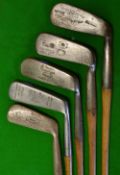 5x various bent neck and gooseneck putters to incl an Accurate, Campbell Edinburgh, Neilson