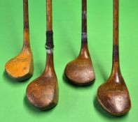 4x various Scottish club makers medium socket head woods to incl A N Weir Turnberry golden persimmon