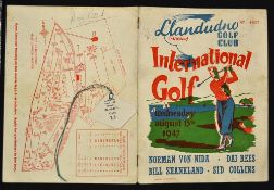1947 Llandudno International Golf Match signed programme and ticket - post war charity match