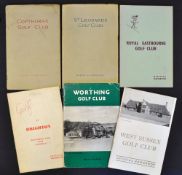 6x Sussex golf club handbooks from the 1930s onwards by Robert HK Browning, Tom Scott and Henry