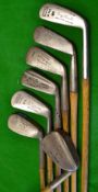 7x various irons to include driving iron mid I mashies mashie niblicks and niblicks - makers include