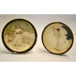 Pair of Vic tennis coloured wall plates - moulded in relief with a male and female tennis player