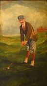 Franklin P, a naïve study of the golfer H G Hutchinson at St Andrews, he about to address the
