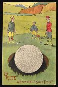 Scarce Springvale bramble golf ball advertising coloured postcard - titled "The "Kite" where did