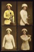 Set of 4x hand coloured "British Beauty" glamour girl golfing postcards - Rotary Photo London Serial