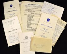 Collection of various "The Forty Club" and other annual dinner menus invitations, speeches and notes