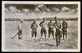 Rare Francis Ouimet golfing postcard c1920s - titled "Sgt Francis Ouimet Instructing Golf Rookies,