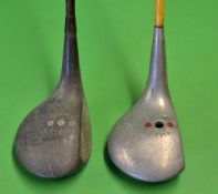 2x early Mills large alloy headed woods c1930s - the hollow heads are stamped Mills Special to the
