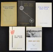 5x Welsh golf club handbooks from the 1930s onwards by Robert HK Browning, Scott, et al to include